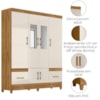 Guarda Roupa Casal MS912 6P Espelho 165 cm Freijo Off White Moval