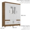 Guarda Roupa Casal MS912 6P Espelho 165 cm Naturale Branco Moval