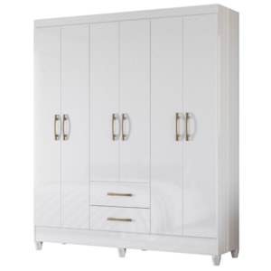 Guarda Roupa Casal Panama 6P 153 cm Branco Moval