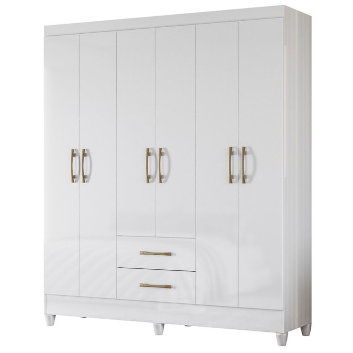 Guarda Roupa Casal Panama 6P 153 cm Branco Moval
