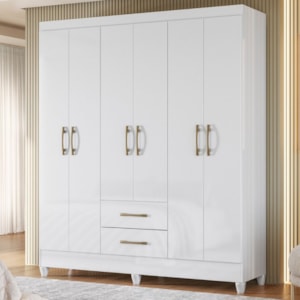 Guarda Roupa Casal Panama 6P 153 cm Branco Moval