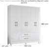 Guarda Roupa Casal Panama 6P 153 cm Branco Moval