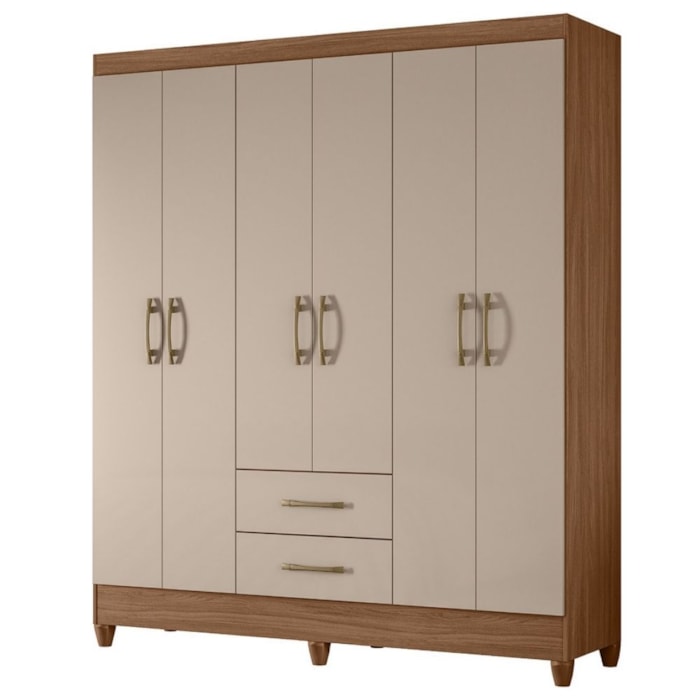 Guarda Roupa Casal Panama 6P 153 cm Carvalho Fendi Moval