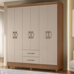 Guarda Roupa Casal Panama 6P 153 cm Carvalho Fendi Moval