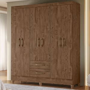 Guarda Roupa Casal Panama 6P 153 cm Castanho Wood Moval