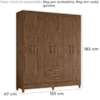 Guarda Roupa Casal Panama 6P 153 cm Castanho Wood Moval
