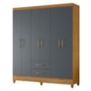 Guarda Roupa Casal Panama 6P 153 cm Freijo Cinza Moval
