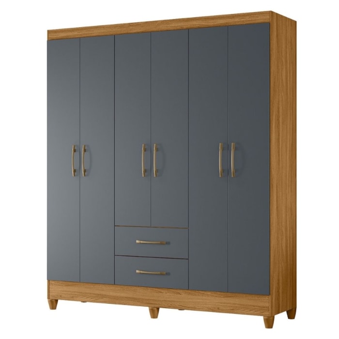 Guarda Roupa Casal Panama 6P 153 cm Freijo Cinza Moval