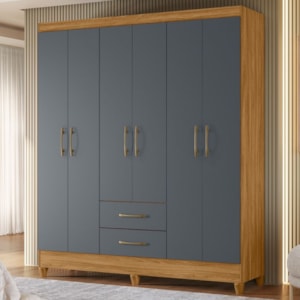 Guarda Roupa Casal Panama 6P 153 cm Freijo Cinza Moval