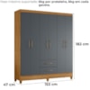 Guarda Roupa Casal Panama 6P 153 cm Freijo Cinza Moval