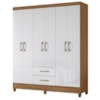 Guarda Roupa Casal Panama 6P 153 cm Naturale Branco Moval