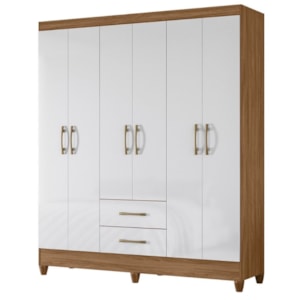 Guarda Roupa Casal Panama 6P 153 cm Naturale Branco Moval