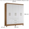 Guarda Roupa Casal Panama 6P 153 cm Naturale Branco Moval
