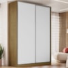 Guarda Roupa Casal RC2002 MDF 2 Portas 165 cm Freijó Natura Branco NOVAM