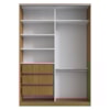 Guarda Roupa Casal RC2002 MDF 2 Portas 165 cm Freijó Natura Branco NOVAM