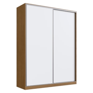 Guarda Roupa Casal RC2003 MDF 2 Portas 183 cm Freijó Natura Branco NOVAM