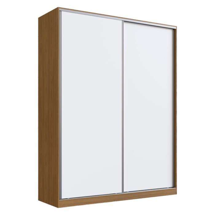 Guarda Roupa Casal RC2003 MDF 2 Portas 183 cm Freijó Natura Branco NOVAM