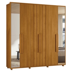 Guarda Roupa Casal Veronese 06 Portas Com Espelhos 230 cm Cinamomo Madetec