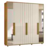 Guarda Roupa Casal Veronese 06 Portas Com Espelhos 230 cm Cinamomo Off White Madetec