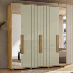 Guarda Roupa Casal Veronese 06 Portas Com Espelhos 230 cm Cumaru Opala Madetec