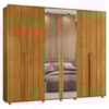 Guarda Roupa Casal Volpi 6 Portas Com Espelhos MDF 278 cm Cinamomo Madetec