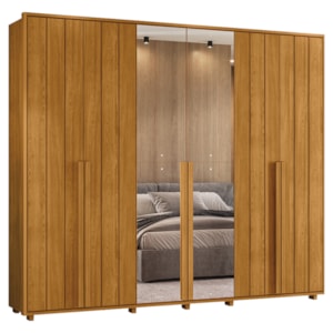 Guarda Roupa Casal Volpi 6 Portas Com Espelhos MDF 278 cm Cinamomo Madetec