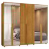 Guarda Roupa Casal Volpi 6 Portas Com Espelhos MDF 278 cm Cinamomo Madetec