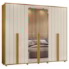 Guarda Roupa Casal Volpi 6 Portas Com Espelhos MDF 278 cm Cinamomo Off White Madetec