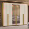 Guarda Roupa Casal Volpi 6 Portas Com Espelhos MDF 278 cm Cinamomo Off White Madetec
