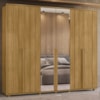 Guarda Roupa Casal Volpi 6 Portas Com Espelhos MDF 278 cm Cumaru Madetec