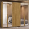 Guarda Roupa Casal Volpi 6 Portas Com Espelhos MDF 278 cm Cumaru Madetec