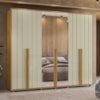 Guarda Roupa Casal Volpi 6 Portas Com Espelhos MDF 278 cm Cumaru Opala Madetec