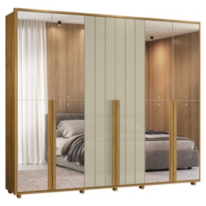 Guarda Roupa Casal Volpi 6 Portas Com Espelhos MDF 278 cm Cumaru Opala Madetec