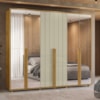 Guarda Roupa Casal Volpi 6 Portas Com Espelhos MDF 278 cm Cumaru Opala Madetec