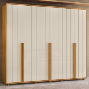 Guarda Roupa Casal Volpi 6 Portas MDF 278 cm Cinamomo Off White Madetec