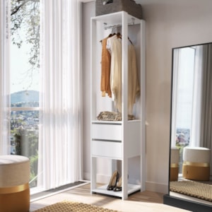 Guarda Roupa Closet 02 Gavetas 183X40cm Branco PRODDY