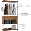 Guarda Roupa Closet Industrial 187x90 cm 2 Gavetas Paris Demolição Preto ARTEF