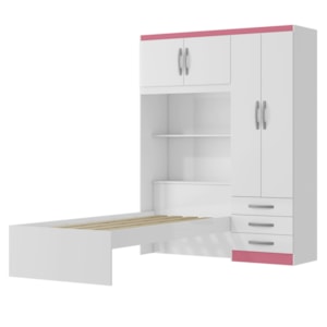 Guarda Roupa Com Cama 4P 3G LIS RG023 Branco Rosa Flex MXM Guarda Roupa Com Cama 4P 3G LIS RG023 Branco Rosa Flex MXM