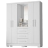 Guarda Roupa Com Capela 4 Portas 3 Gavetas 148 cm Lyon Branco RUDK