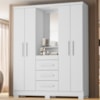 Guarda Roupa Com Capela 4 Portas 3 Gavetas 148 cm Lyon Branco RUDK