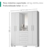 Guarda Roupa Com Capela 4 Portas 3 Gavetas 148 cm Lyon Branco RUDK