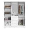 Guarda Roupa Com Capela 4 Portas 3 Gavetas 148 cm Lyon Branco RUDK
