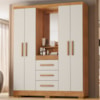 Guarda Roupa Com Capela 4 Portas 3 Gavetas 148 cm Lyon Cedro Areia RUDK