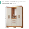 Guarda Roupa Com Capela 4 Portas 3 Gavetas 148 cm Lyon Cedro Areia RUDK