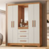 Guarda Roupa Com Capela 4 Portas 3 Gavetas 148 cm Lyon Cedro Areia RUDK