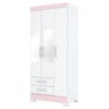 Guarda Roupa Com Espelho 3 Portas 185X82 cm BE07 Branco Rosa Flex Briz