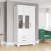 Guarda Roupa Com Espelho 3 Portas 185X82 cm BE07 Branco Rosa Flex Briz