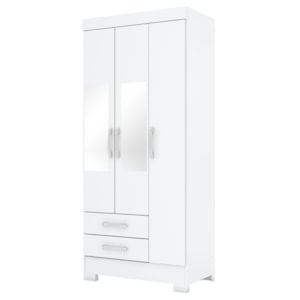 Guarda Roupa Com Espelho 3 Portas 185X82 cm BE07 Branco Rosa Flex Briz