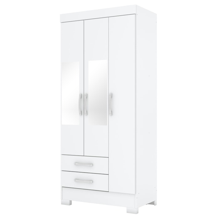 Guarda Roupa Com Espelho 3 Portas 185X82 cm BE07 Branco Rosa Flex Briz