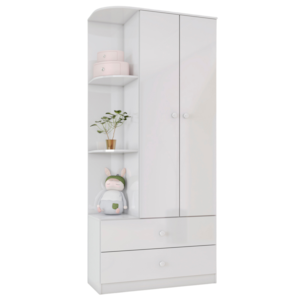 Guarda Roupa Infantil 2 Portas 2 Gavetas 181X80 cm Labirinto Branco Henn